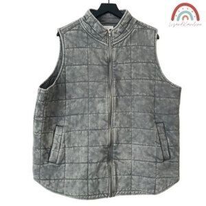 New! Westbound Quilted Puffer Acid Wash Soft Knit Sweater Jacket Vest Plus Size